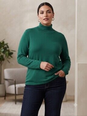 Pendleton Silk Blend Emerald Green Turtleneck Sweater Plus Size 3X